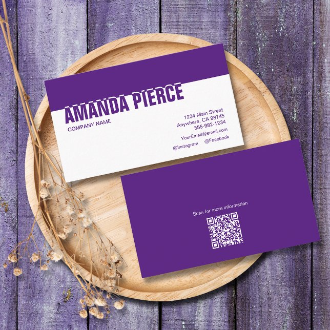 Modern Purple and White Social Media Business Card (Creator Uploaded)