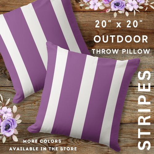 Modern Purple And White Striped Outdoor Pillow