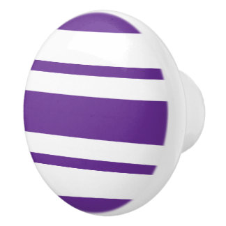 Modern Purple and White Striped Pattern Ceramic Knob