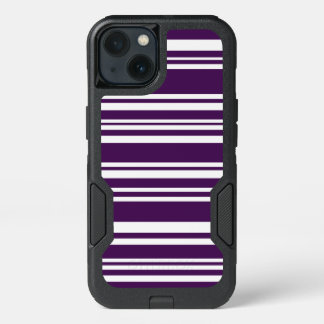 Modern Purple and White Stripes iPhone 13 Case