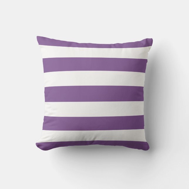 Modern Purple and White Stripes Outdoor Pillow (Front)