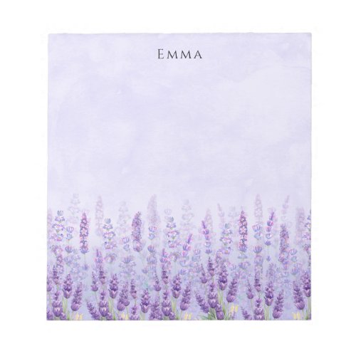 Modern Purple and White Watercolor Lavender Flower Notepad