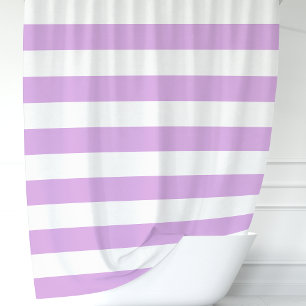Modern Purple and White Wide Stripes Shower Curtain