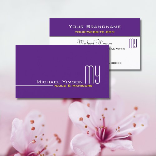 Modern Purple and White with Monogram Professional Business Card