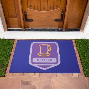 Modern Purple and Yellow Kettles Icon Doormat