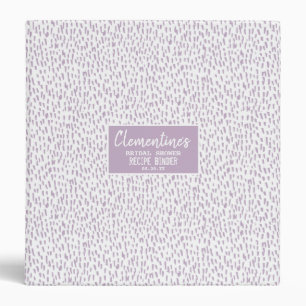 Modern Purple Animal Print Bridal Shower Recipe 3 Ring Binder
