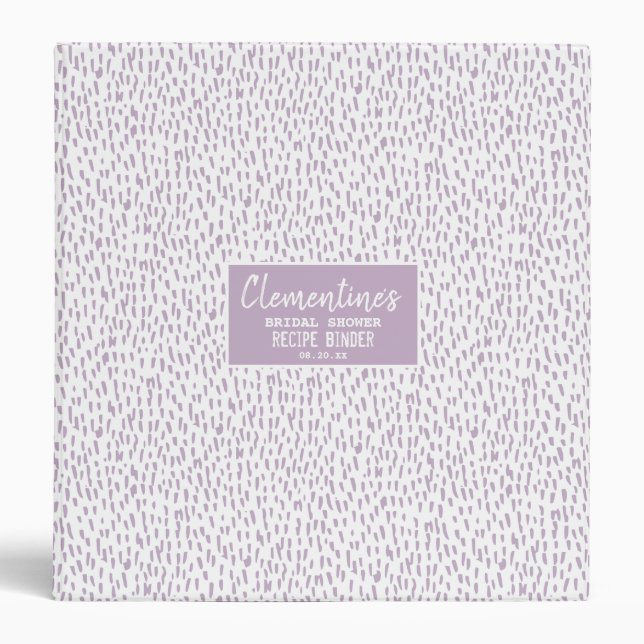 Modern Purple Animal Print Bridal Shower Recipe 3 Ring Binder (Front)