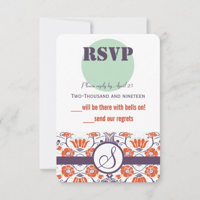 Modern Purple Aqua Mint Modern Typography Wedding (Front)