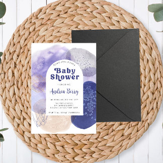Modern Purple Baby Shower Invitation