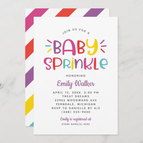 Modern Purple Baby Sprinkle for Girl Shower Invitation