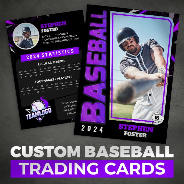 Modern Purple Baseball Player Trading Card Stats (Creator Uploaded)