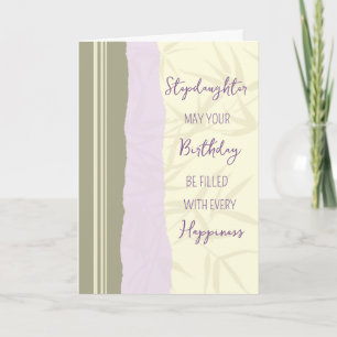 Modern Purple Beige Stepdaughter Birthday Card