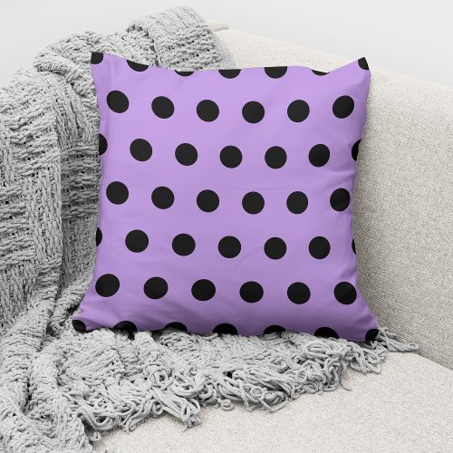 Modern Purple Black Polka Dots Pattern Throw Pillow