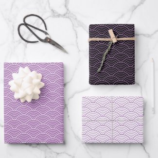 Modern Purple Black White Geometric Japanese Wave