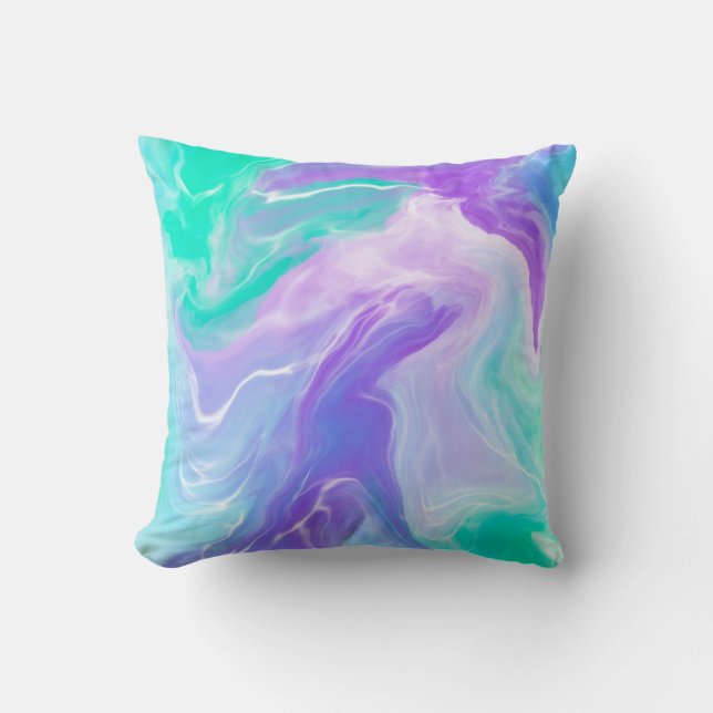 Modern Purple Blue Abstract Marble Throw Pillow (Front)