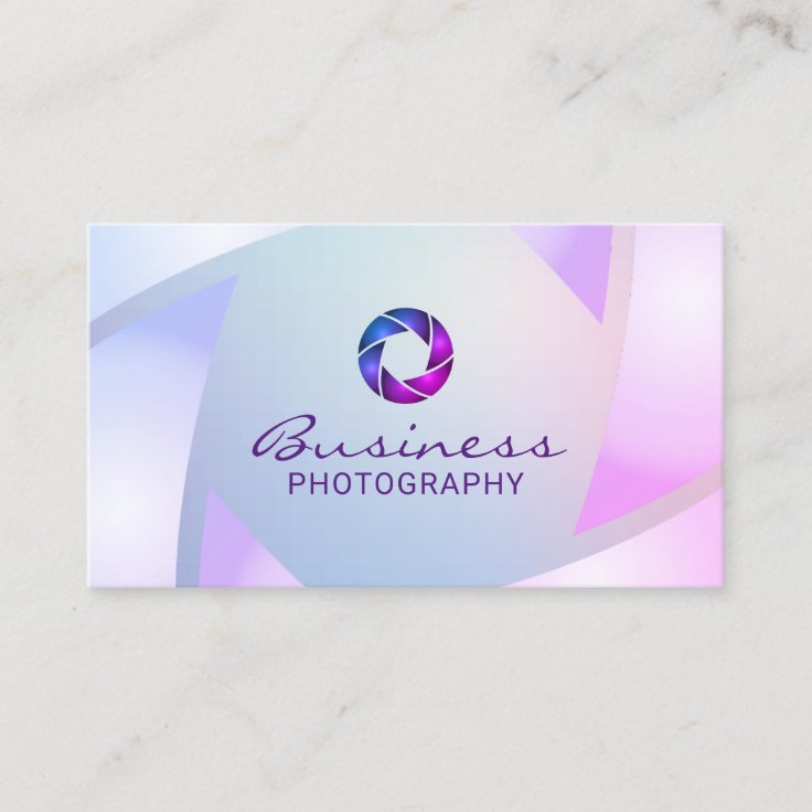 Modern Purple Blue Camera Shutter Photography Business Card | Zazzle