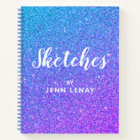 Elegant Sketchbook Your Name Script Pink Notebook, Zazzle