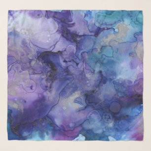 Modern Purple, Blue, Gold Abstract Scarf