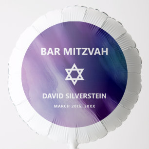 Modern Purple Blue Star David Bar Mitzvah Hebrew Balloon