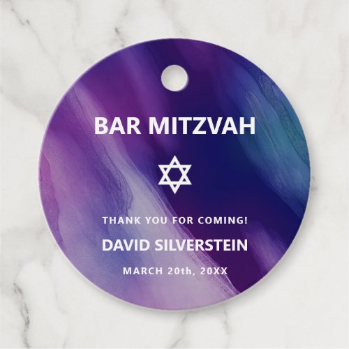 Modern Purple Blue Star David Bar Mitzvah Hebrew