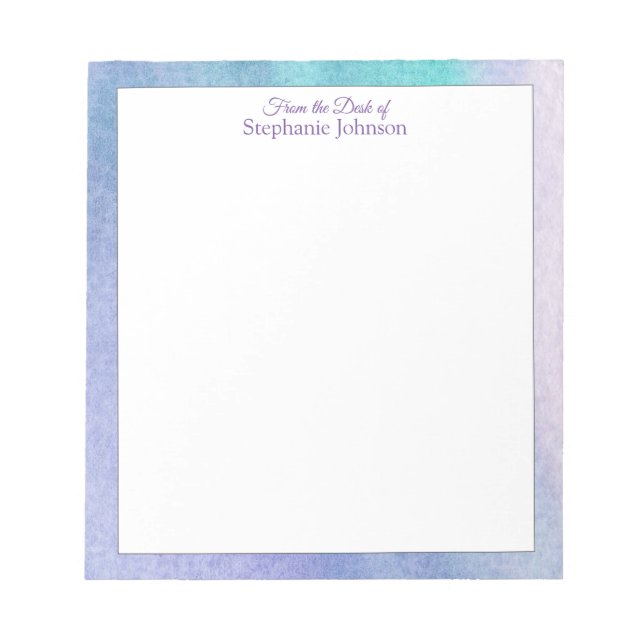 Modern Purple Blue Watercolor Abstract Template Notepad (Front)