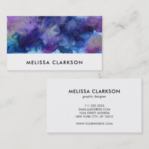 Modern purple blue watercolor splash professional business card