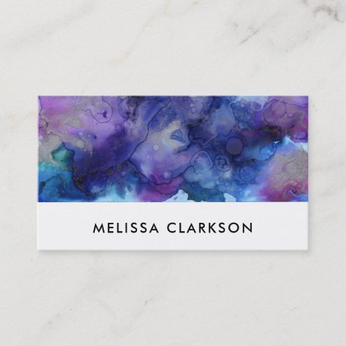 Modern purple blue watercolor splash professional business card