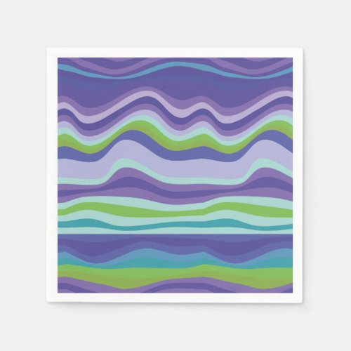 Modern Purple Blue Wavy Pattern  Napkins