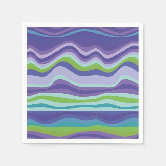 Modern Purple Blue Wavy Pattern  Napkins (Front)