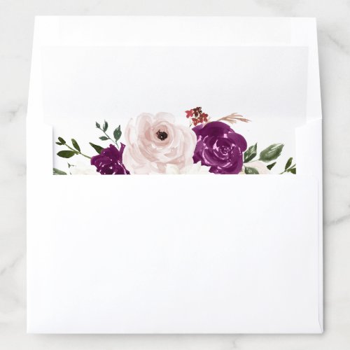 Modern Purple Blush Pink Floral Wedding Envelope Liner