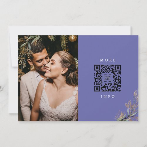 Modern Purple Boho Foil QR CODE Deco Eucalyptus Save The Date