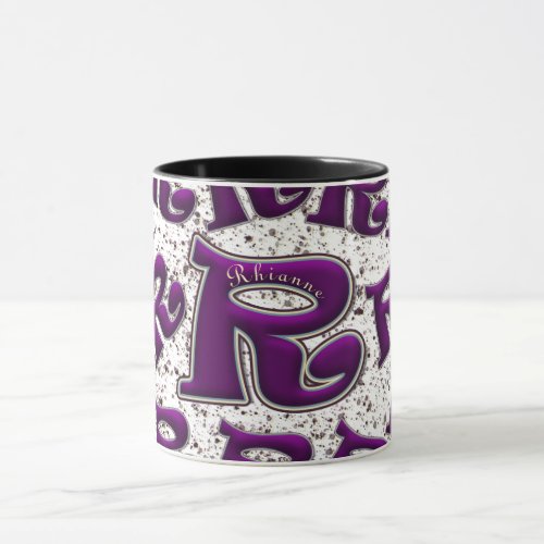 Modern Purple Bold Monogram Name Personalized Cute Mug