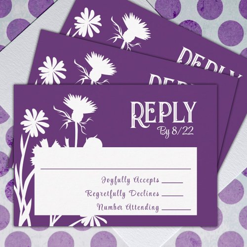 Modern Purple Botanical RSVP Card