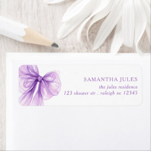 Modern Purple Bow Bridal Shower Return Address Label