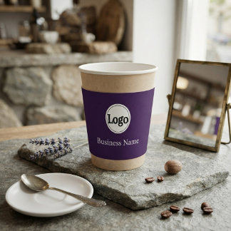 Modern Purple Branding Logo Business Name Coffee Cup Sleeve
