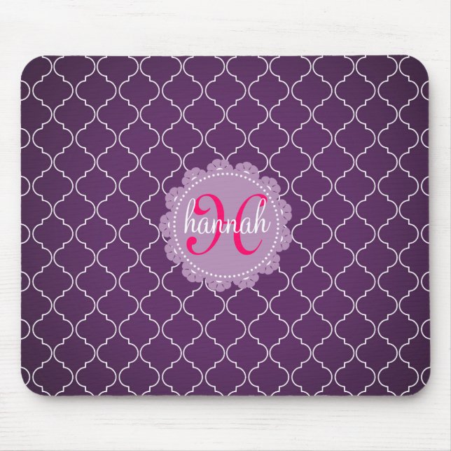 Modern Purple Bristol Tiles Personalized Trendy Mouse Pad (Front)
