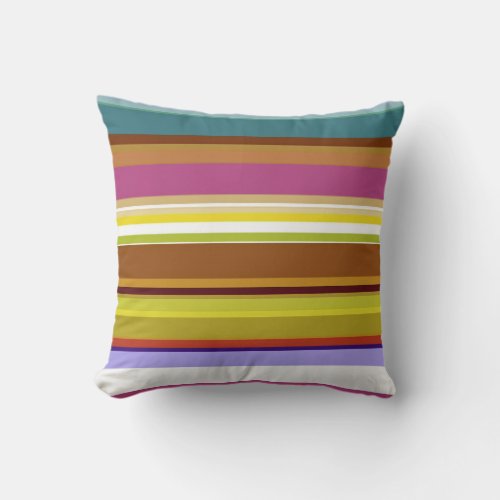 Modern Purple Brown Bold Stripes Colorful  Throw Pillow