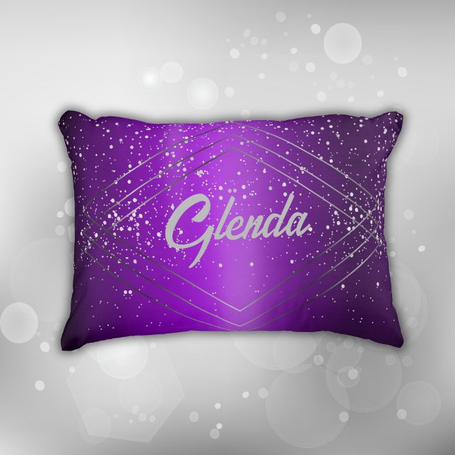 Modern Purple Brushed Metal with Silver Monogram | Accent Pillow (Creator Uploaded)