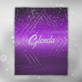 Modern Purple Brushed Metal with Silver Monogram | Fleece Blanket
