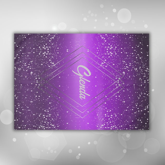 Modern Purple Brushed Metal with Silver Monogram | Tablecloth (Creator Uploaded)
