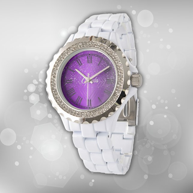 Modern Purple Brushed Metal with Silver Monogram | Watch (Creator Uploaded)