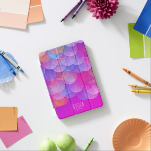 Modern Purple Bubbles Geometric Personalised iPad Mini Cover