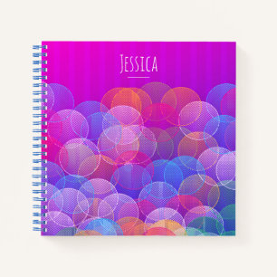 Modern Purple Bubbles Geometric Personalised Notebook