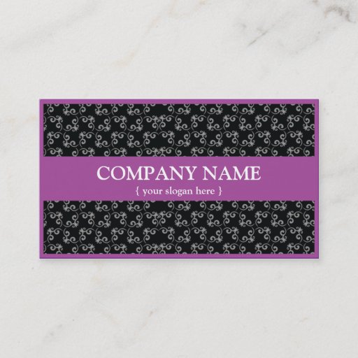 Customizable Modern Purple Business Card w/ Damask