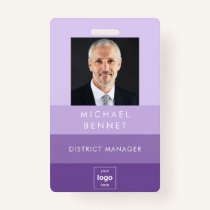 Modern Purple Business Photo ID Badge