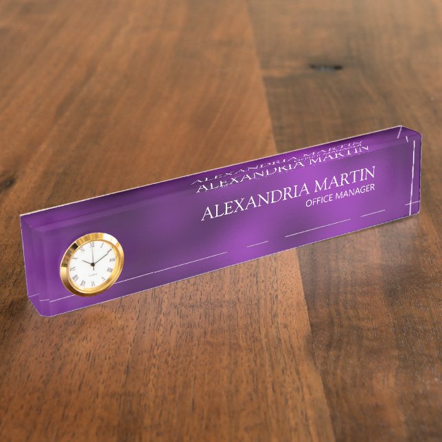Modern Purple Business Professional Name Desk  Desk Name Plate (Side)