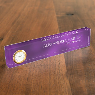 Modern Purple Business Professional Name Desk  Plate