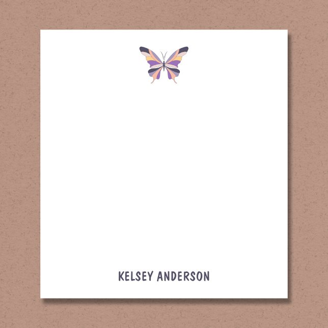 Modern Purple Butterfly Personalized Notepad (Creator Uploaded)