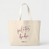 Fun Pilates First Champagne Later Fitness Workout Large Tote Bag