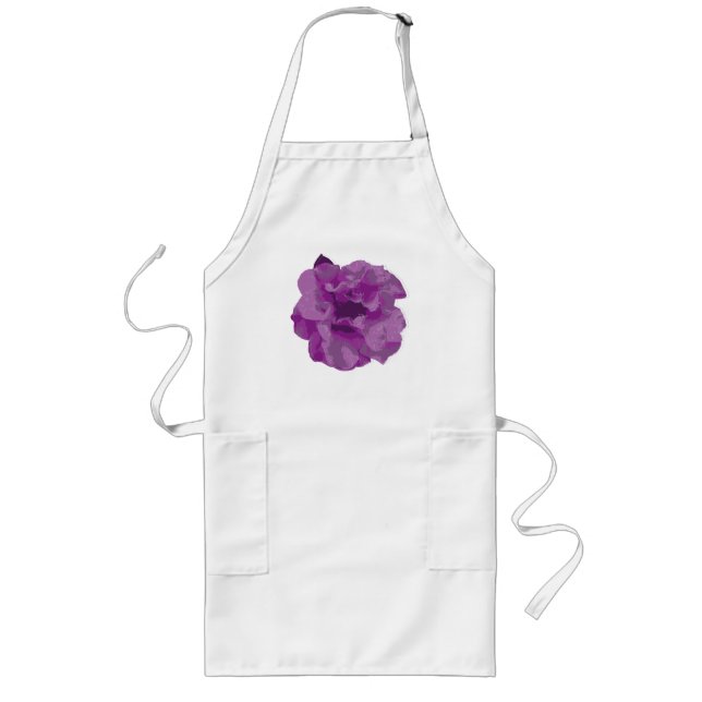 Modern Purple Camellia Flower Long Apron (Front)